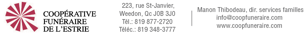 (Nécro) COOP. FUNÉRAIRE DE L'ESTRIE-WEEDON