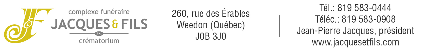 (Nécro) CENTRE FUN. JACQUES & FILS - WEEDON