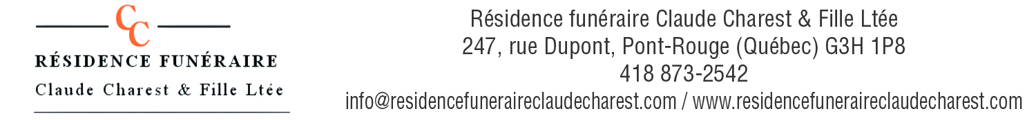 (Nécro) RÉS. FUN. CLAUDE CHAREST LTEE