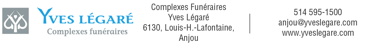 (Nécro) COMPLEXE FUN.  YVES LEGARÉ INC. -Anjou