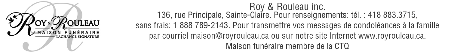 (Nécro) SALON FUN. ROY & ROULEAU - STE-CLAIRE
