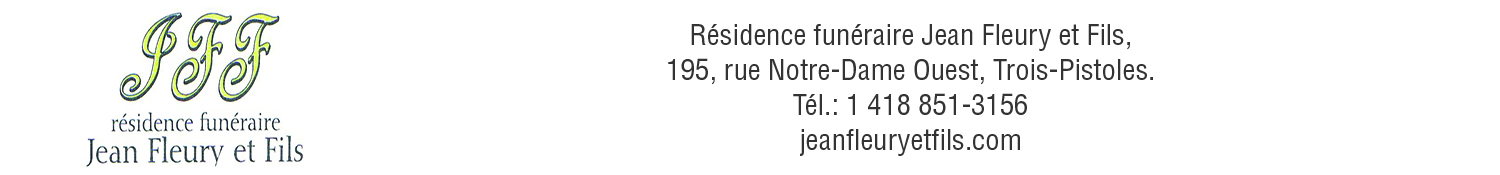 (Nécro) RÉSIDENCE FUN.  JEAN FLEURY ET FILS
