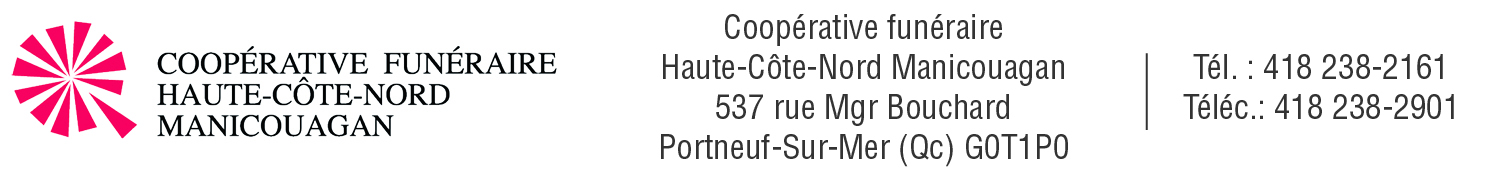 (Nécro) COOP. FUN. HAUTE-CÔTE-NORD MANICOUAGAN