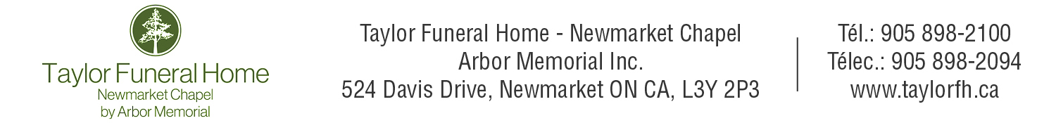 (Nécro) TAYLOR FUNERAL HOME - ARBOR MEMORIAL INC. 