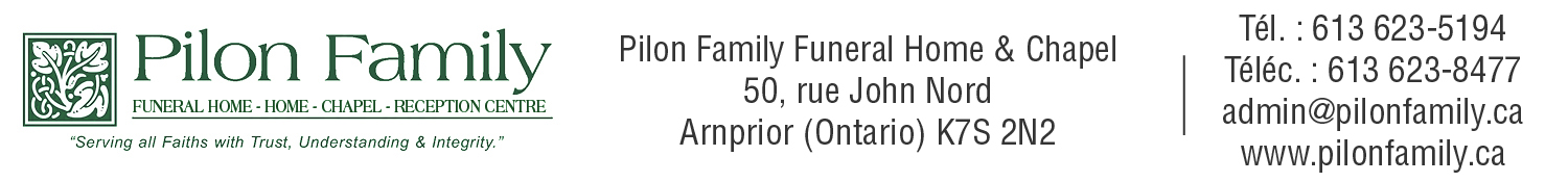 (Nécro)  PILON FAMILY FUNERAL HOME & CHAPEL