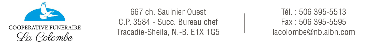(Nécro) COOPÉRATIVE FUNÉRAIRE LA COLOMBE