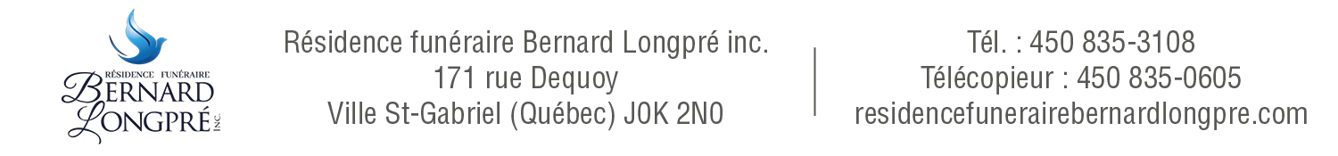 (NECRO) RESIDENCE FUNERAIRE BERNARD LONGPRE INC.